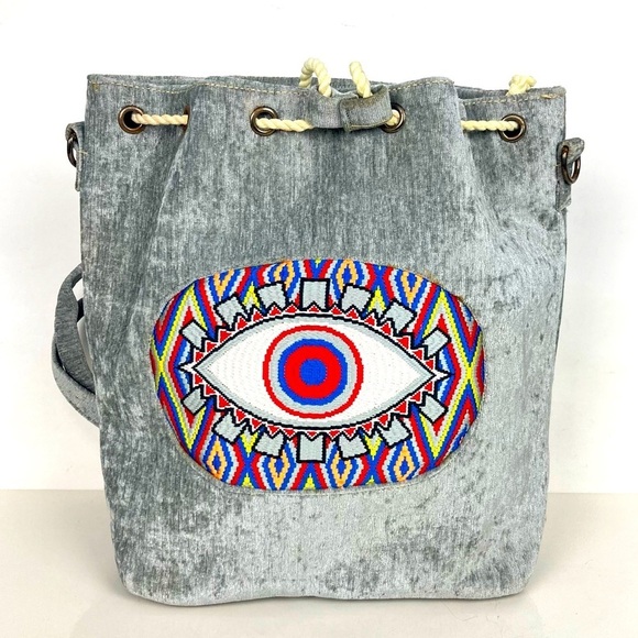 Evil Eye Backpack, Bag in Grey - Picture 1 of 13